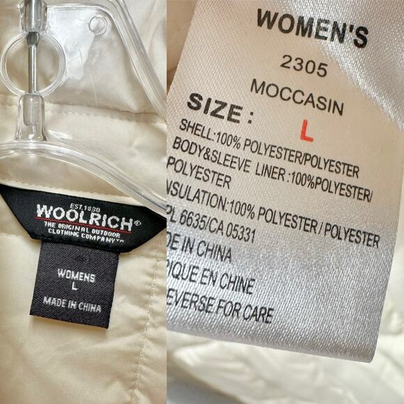 Woolrich Moccasin ivory quilted puffer chore jacket size Women's Large shacket - Picture 10 of 14
